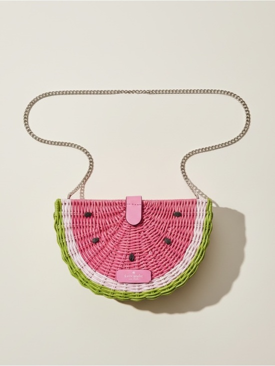 Kate Spade Watermelon Wicker Crossbody Novelty Bag NWT Chain Strap - Picture 4 of 13